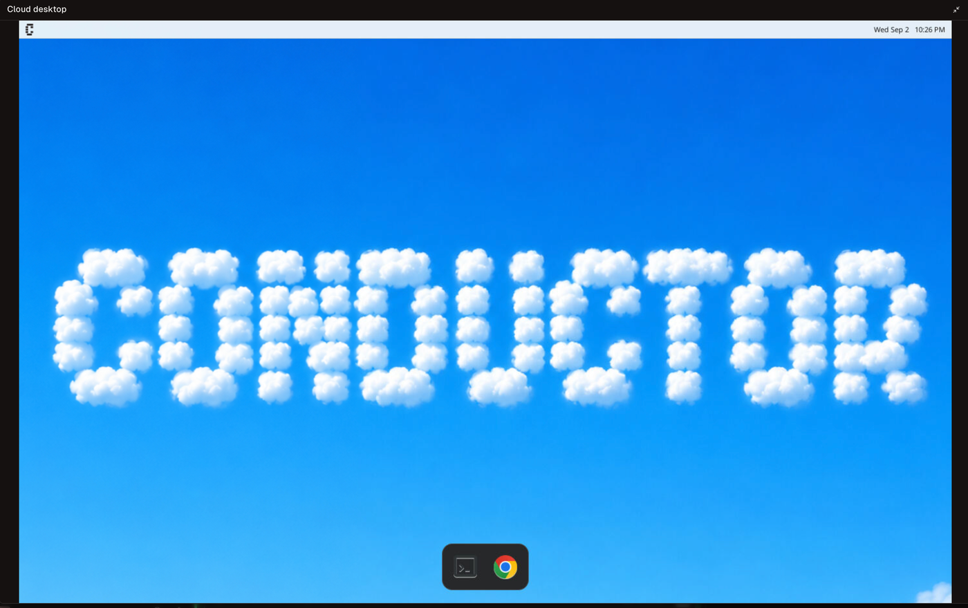 The Cloud desktop tab showing a full graphical desktop inside a cloud workspace