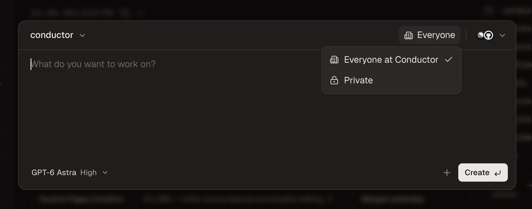 Workspace creation with options to share with everyone or keep the workspace private