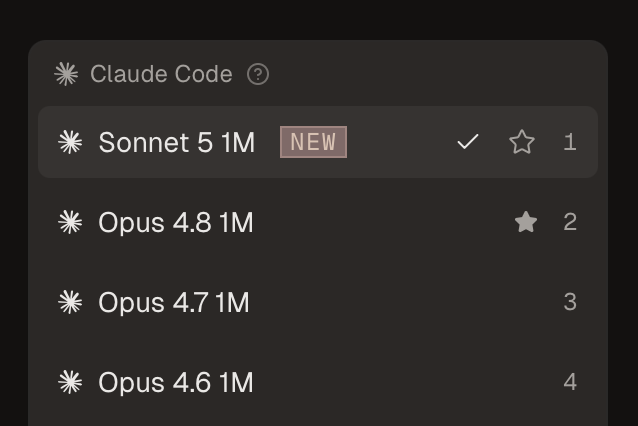 Claude Sonnet 5 in the model picker